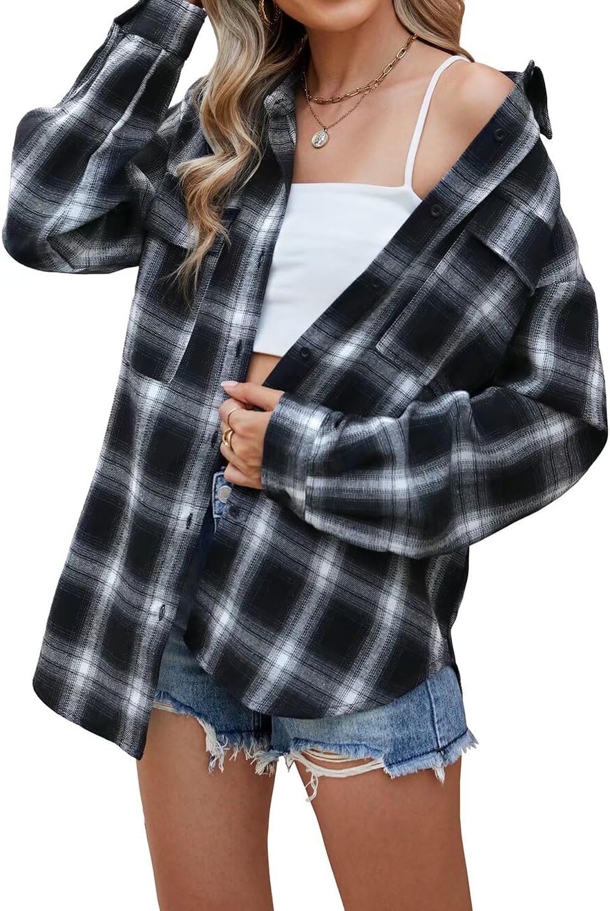 Thumbnail 5 de LACOZY Womens Flannel Check Shirt – Oversized Buffalo Plaid, Long Sleeve, Button-Down