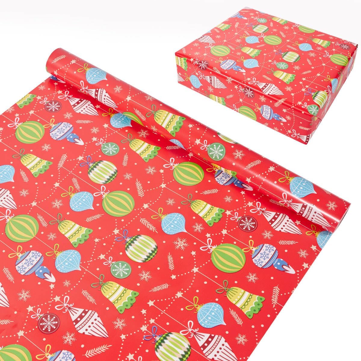 Detalle de Christmas Wrapping Paper Roll, 43cm x 12m, Christmas Elements Collection (Red)