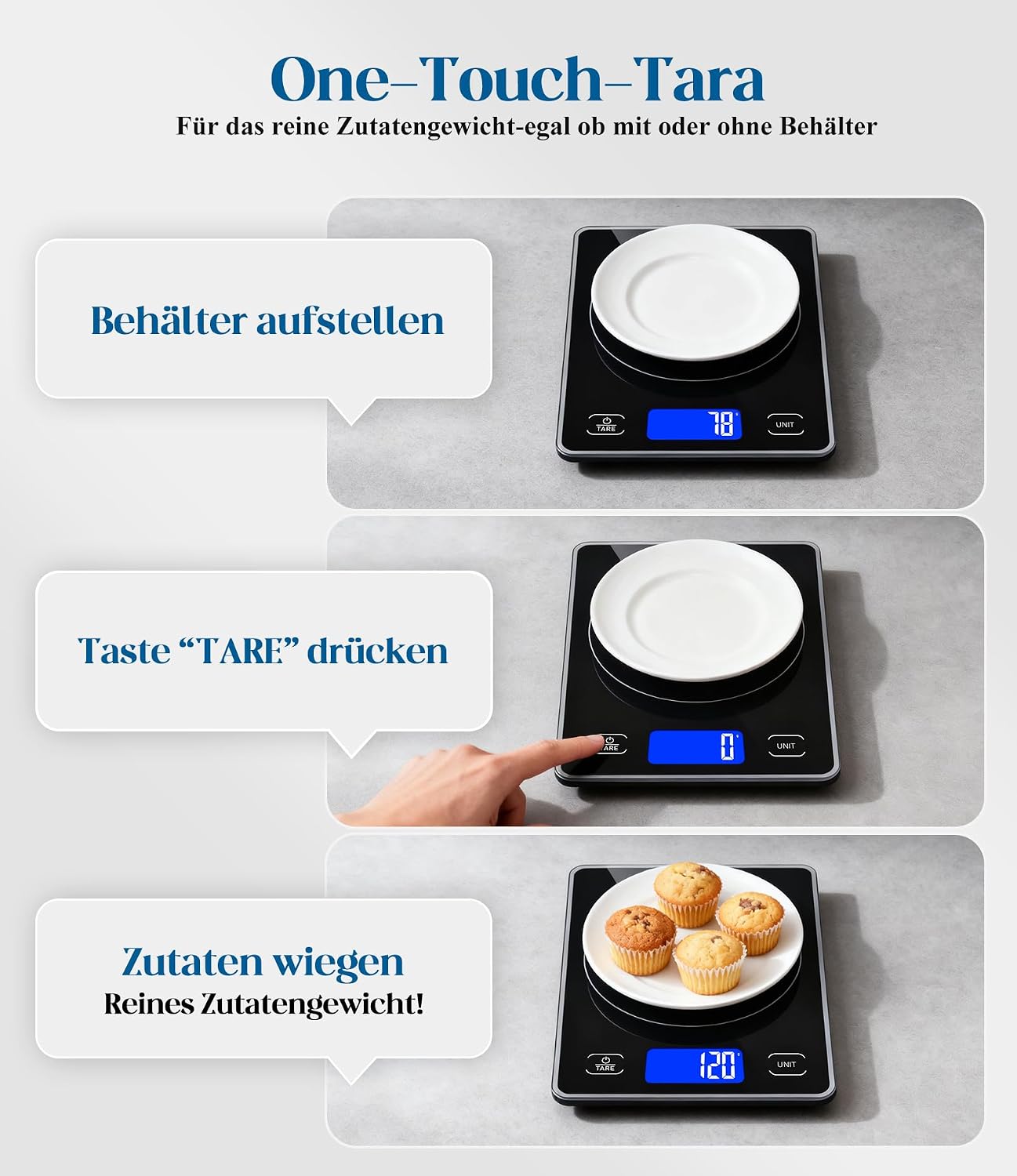 Thumbnail 4 de Küchenwaage Digital mit 15 kg Tragkraft – präzise, großem Display & Dual Power