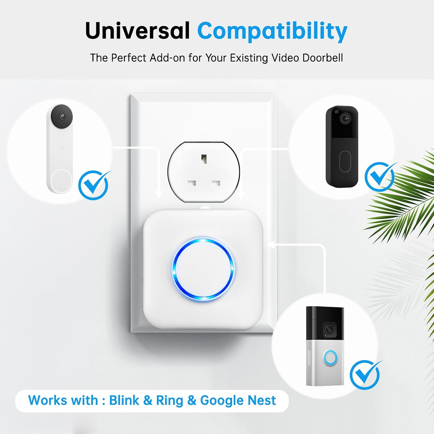Detalle 2 de Smart Wireless Doorbell Chime & Extender for Ring, Blink and Google Nest