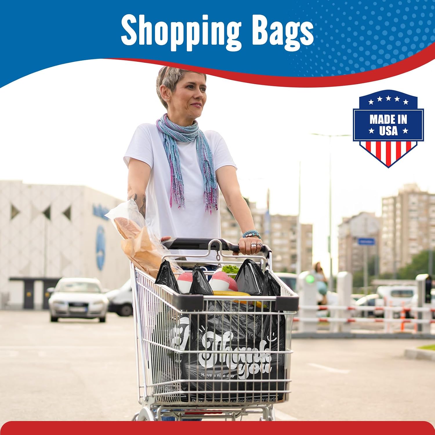 Detalle 2 de Fuxury FU#3041 Black Plastic T-Shirt Bags, 2,000 Count, 11.5" x 6.5" x 21