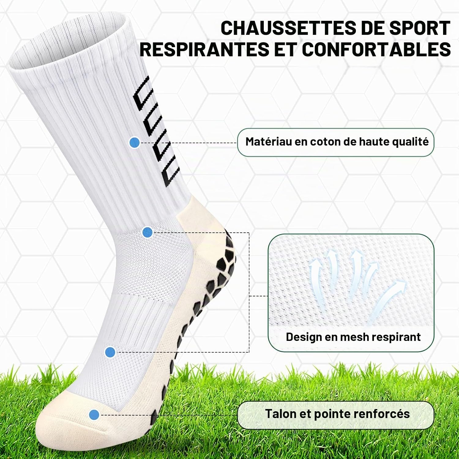 Detalle de Enoneo antislip sportsokken met dikke badstofzool en ademend katoen