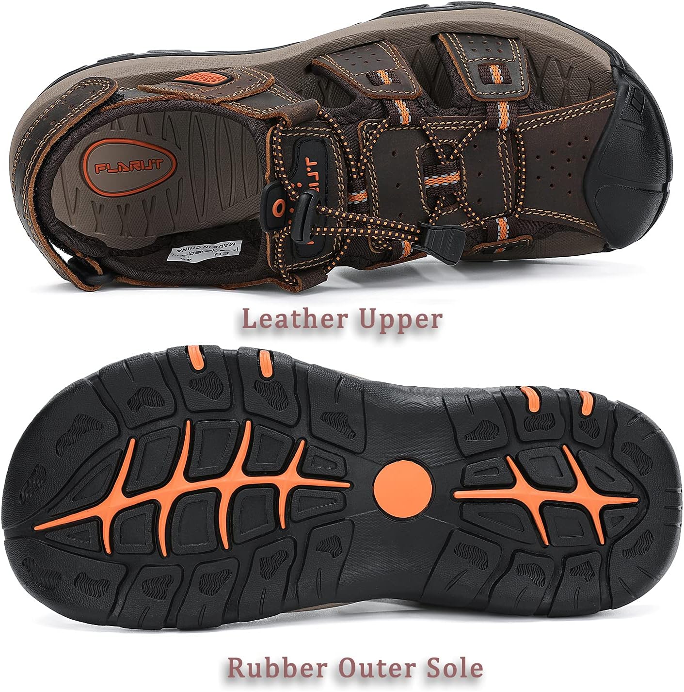 Detalle de FLARUT Sandalen Herren Outdoorsandalen – Trekkingsandalen aus PU/Textil mit Klettverschluss