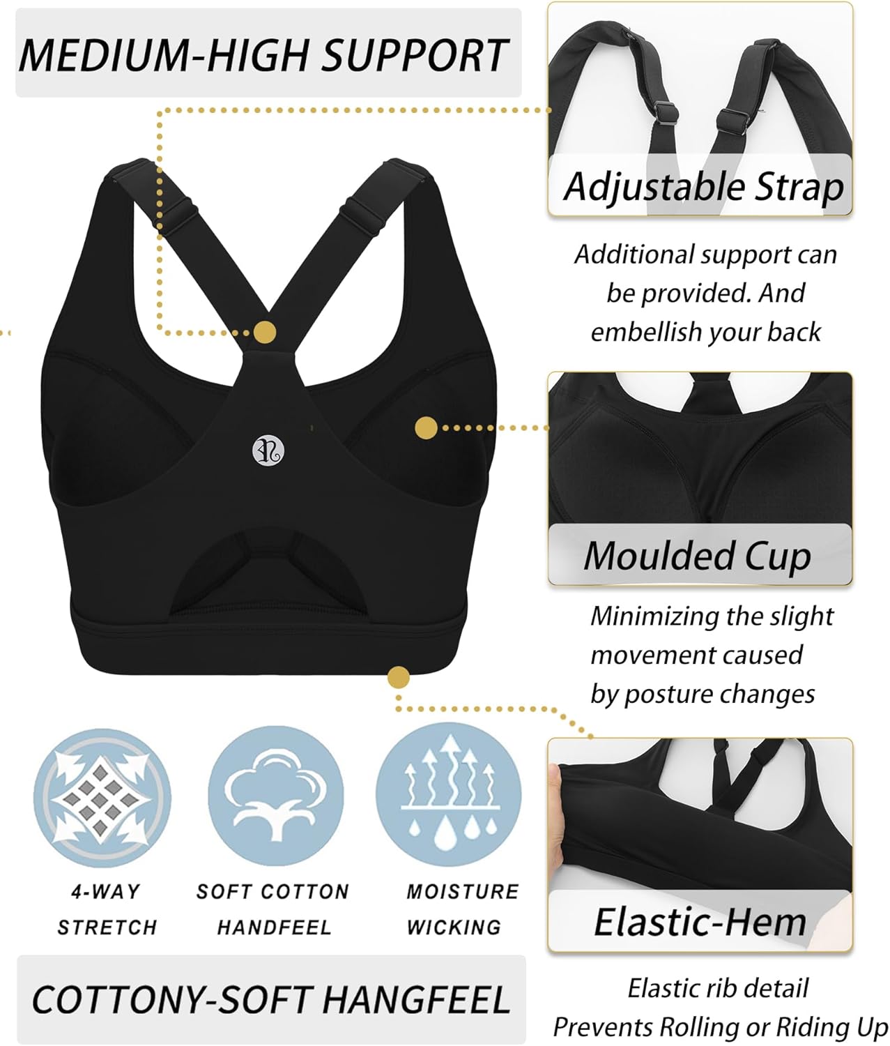 Thumbnail 4 de RUNNING GIRL High Impact Sports Bra for Women: High Support, Molded Cups, Crisscross Back