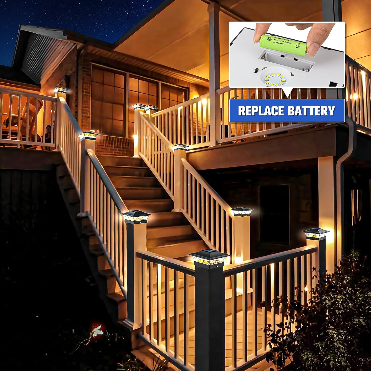 Detalle 1 de VOLISUN 21205ZM Solar Post Cap Lights, 6-Pack, Warm or Cool White