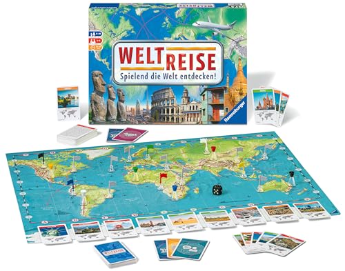 Detalle 2 de Ravensburger Familienspiel 26888 Weltreise – Der Familienklassiker ab 8 Jahren