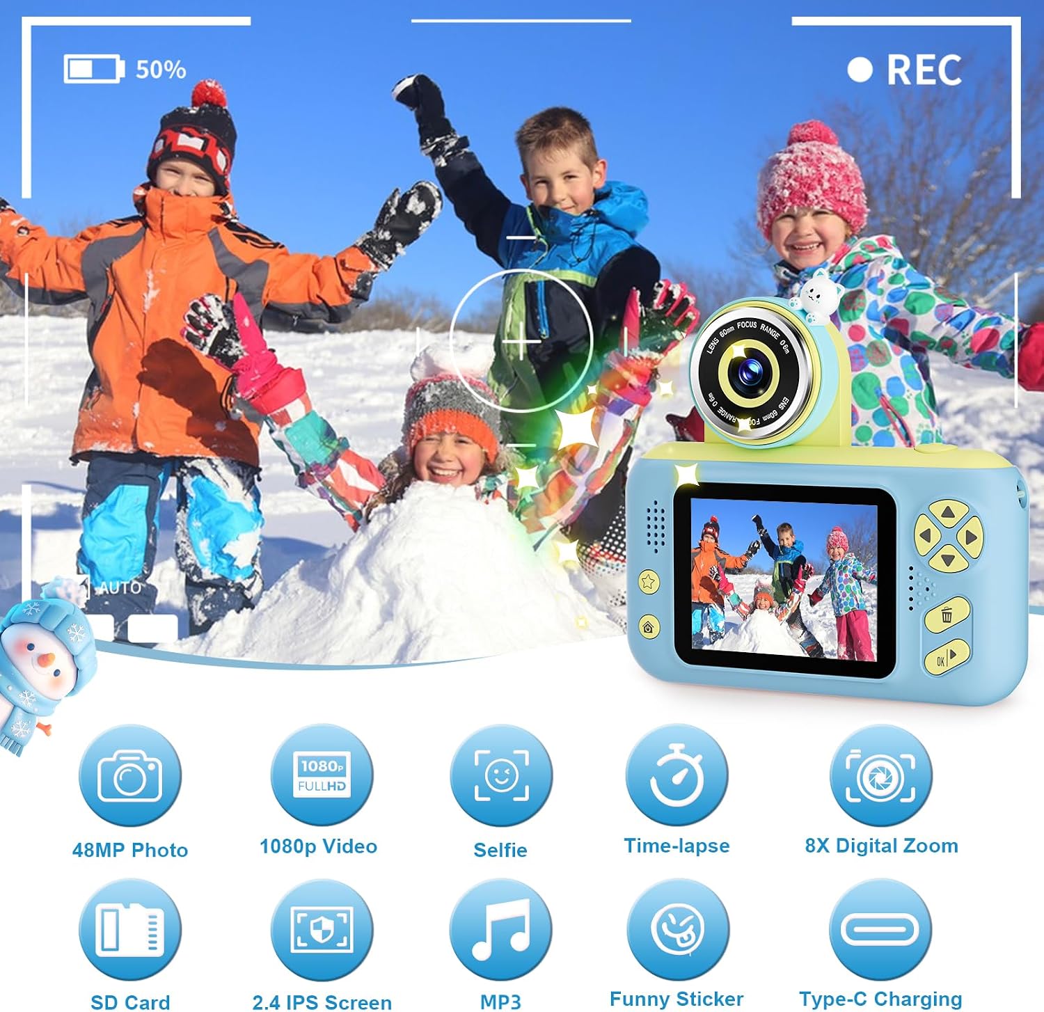 Thumbnail 1 de Makolle Camera for Kids Blue