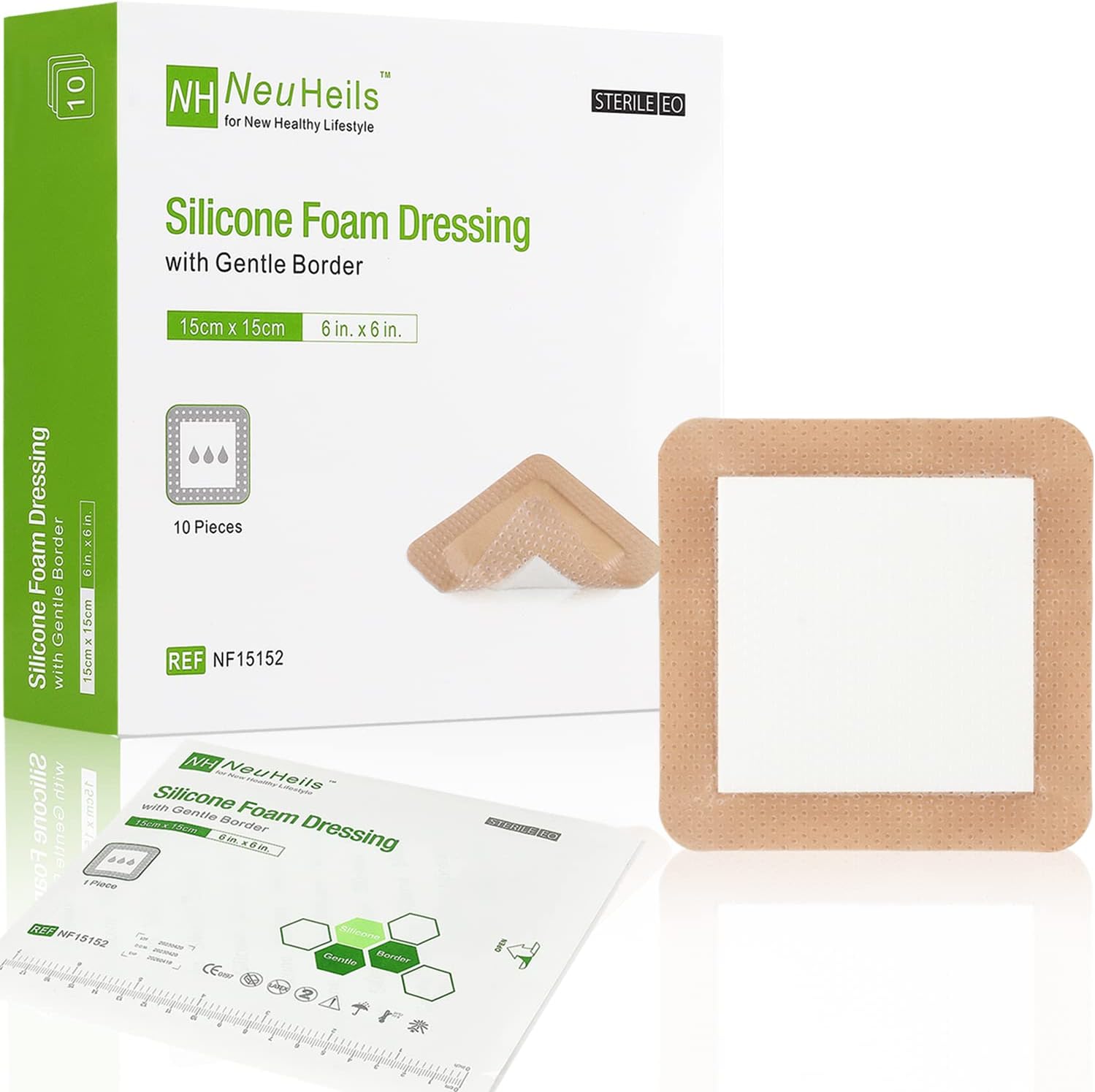 Detalle de Silicone Foam Wound Bandage 6x6, 10 Packs ⚙