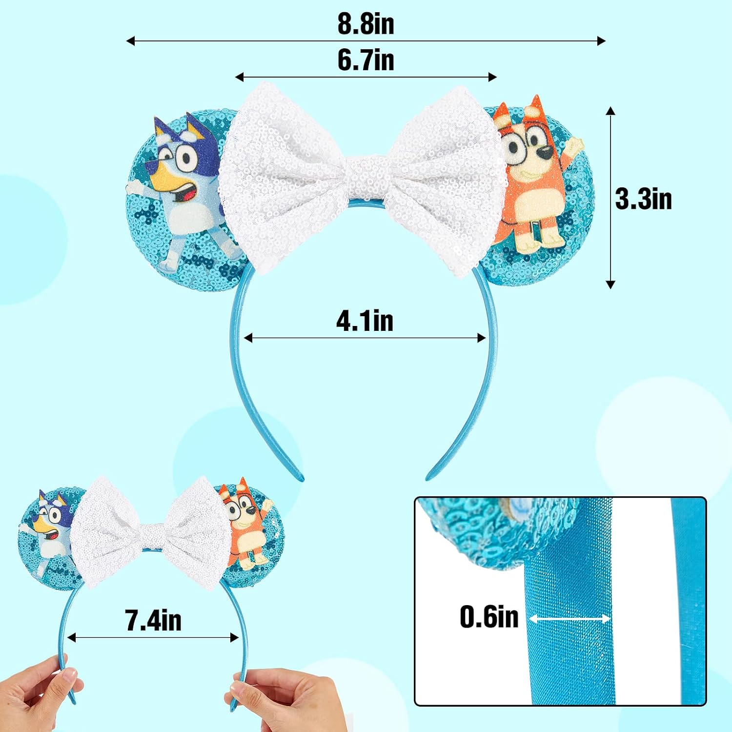 Detalle 1 de YUNISS Sparkly Mouse Ear Headband for Cosplay, Parties, and Dress-Up