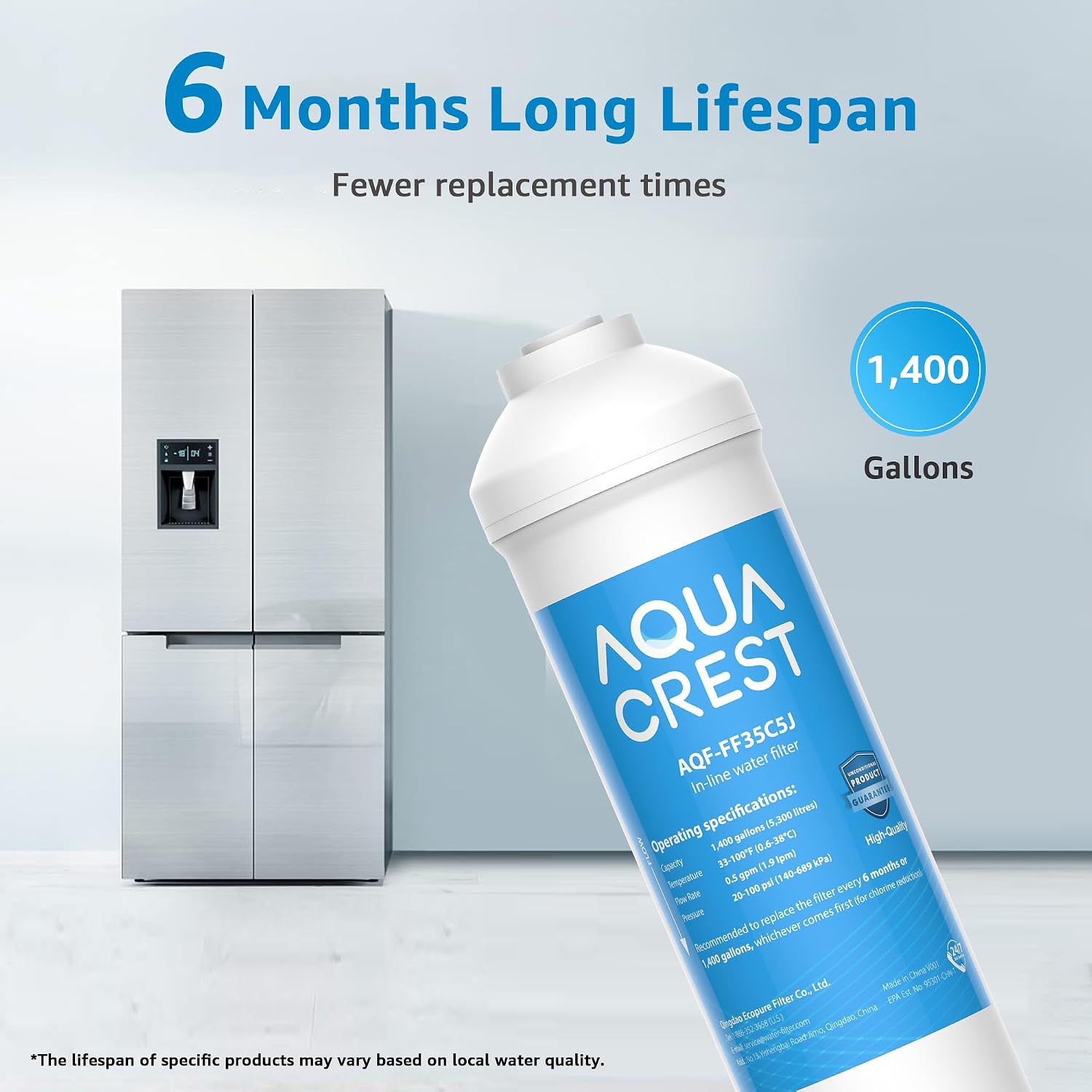 Detalle de AQUA CREST Fridge Water Filter Replacement for Samsung DA29-10105J