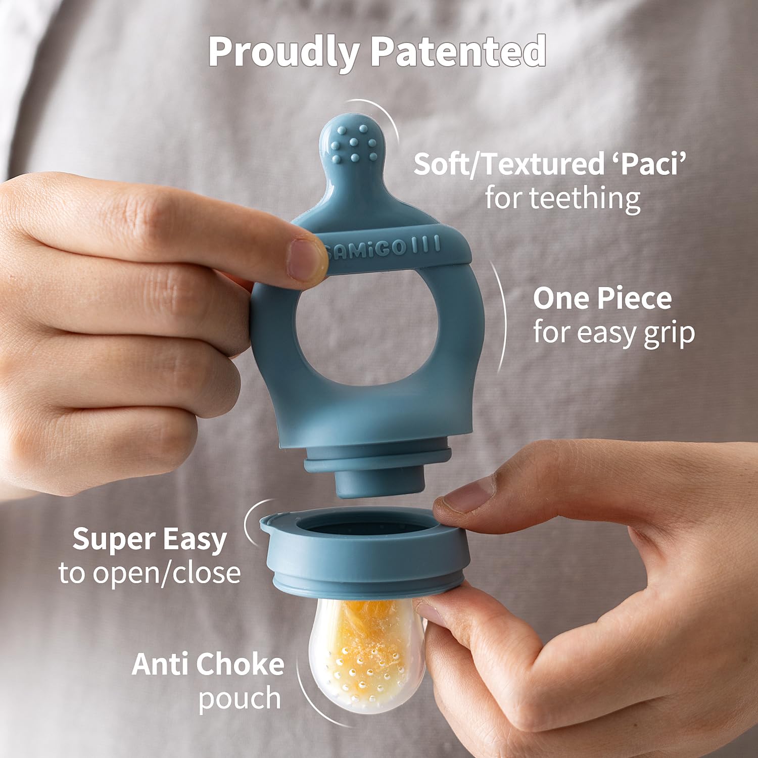 Thumbnail 2 de SAMiGO Baby Food Fruit Feeder & Breastmilk Popsicle Mold Set (Silicone Teether, Freezer Tray) — 4 Months+