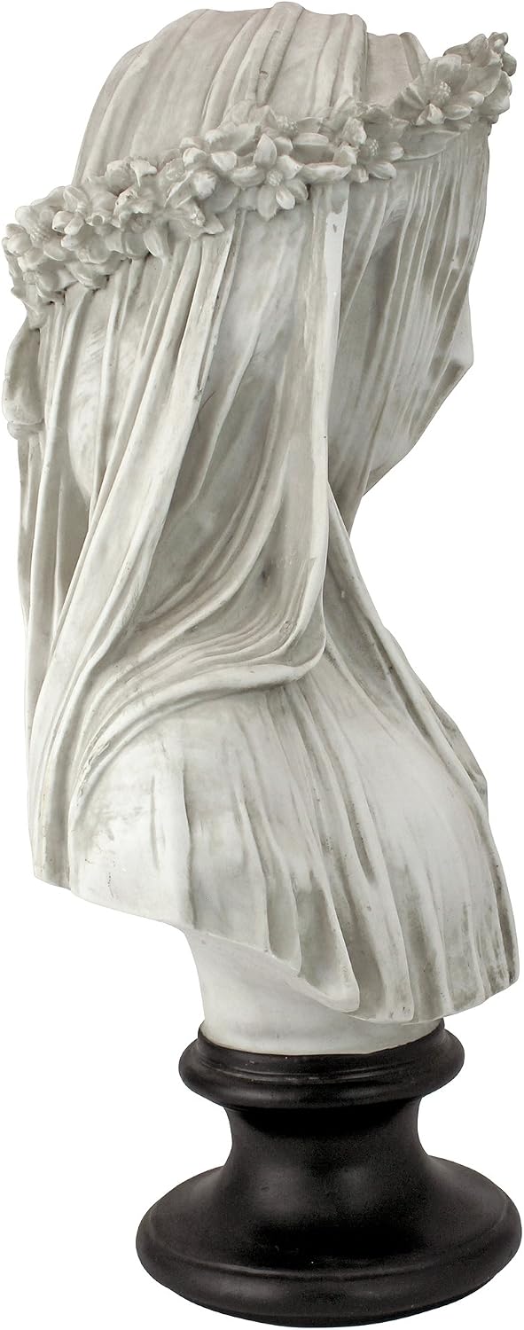 Detalle de Design Toscano NG31524 – zawoalowane popiersie panny młodej z żywicy, 35,5 cm