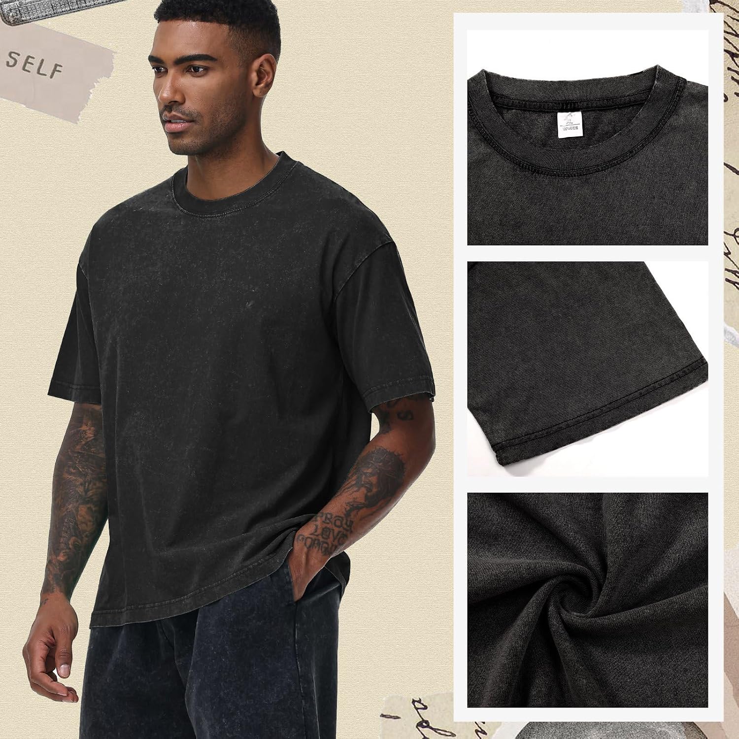Detalle 2 de Oversized T-Shirt für Herren Regular Fit