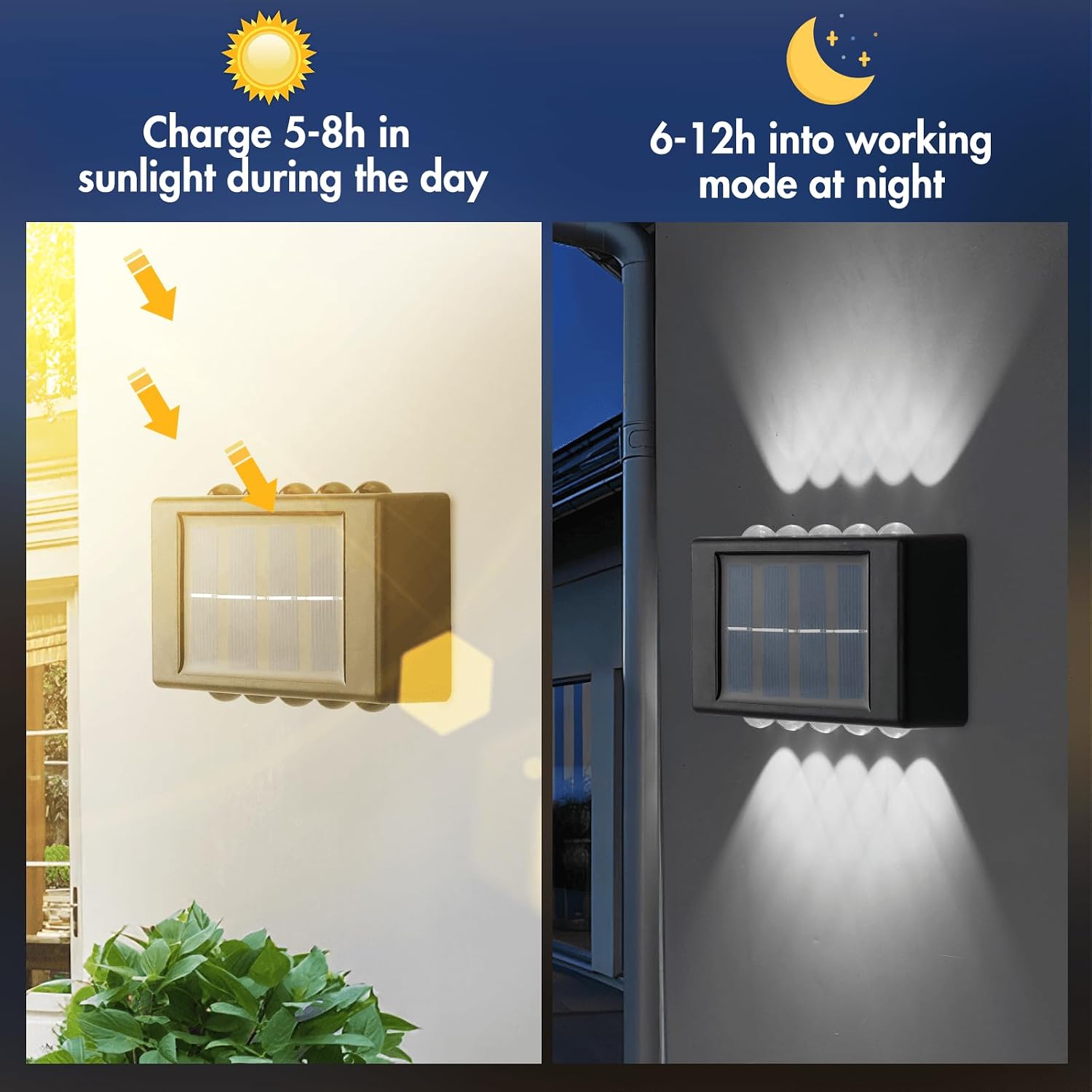 Thumbnail 2 de YUNYODA Solar Fence Lights 4-Pack