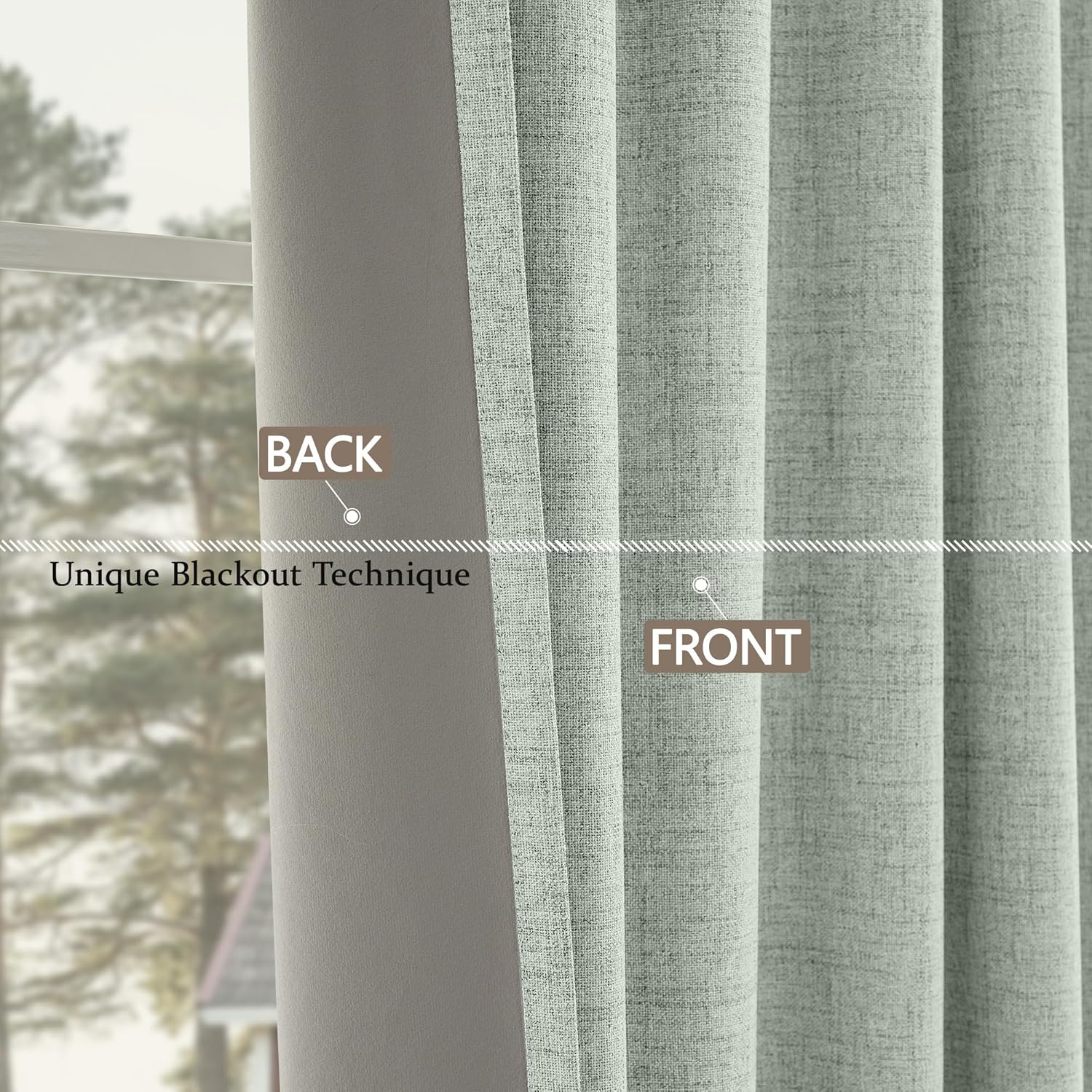 Thumbnail 4 de CUCRAF 100% Blackout Curtains in Greyish Green, 52x108 Inch (Two Panels) with Eyelet Fittings