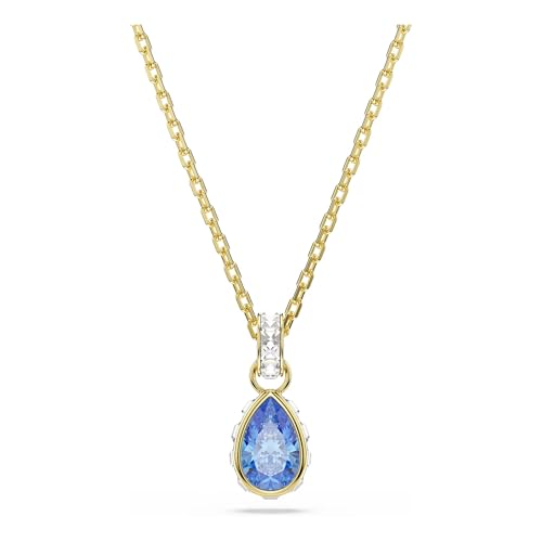 Detalle de Swarovski Chroma Colgante, Talla Pera Azul con Acabado en Oro de 18 Quilates