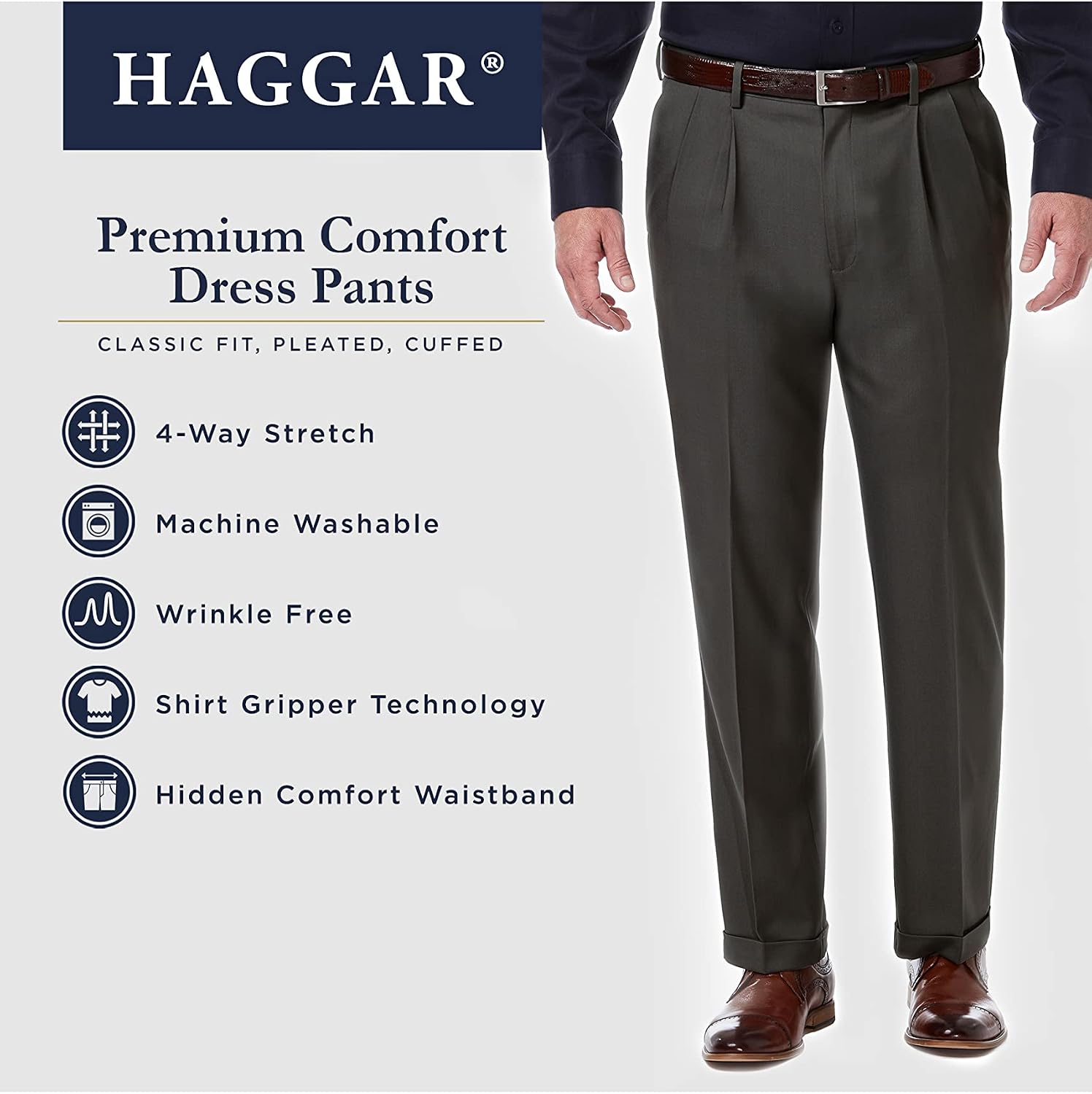 Detalle 1 de Haggar Premium Comfort Classic Pleat Pants