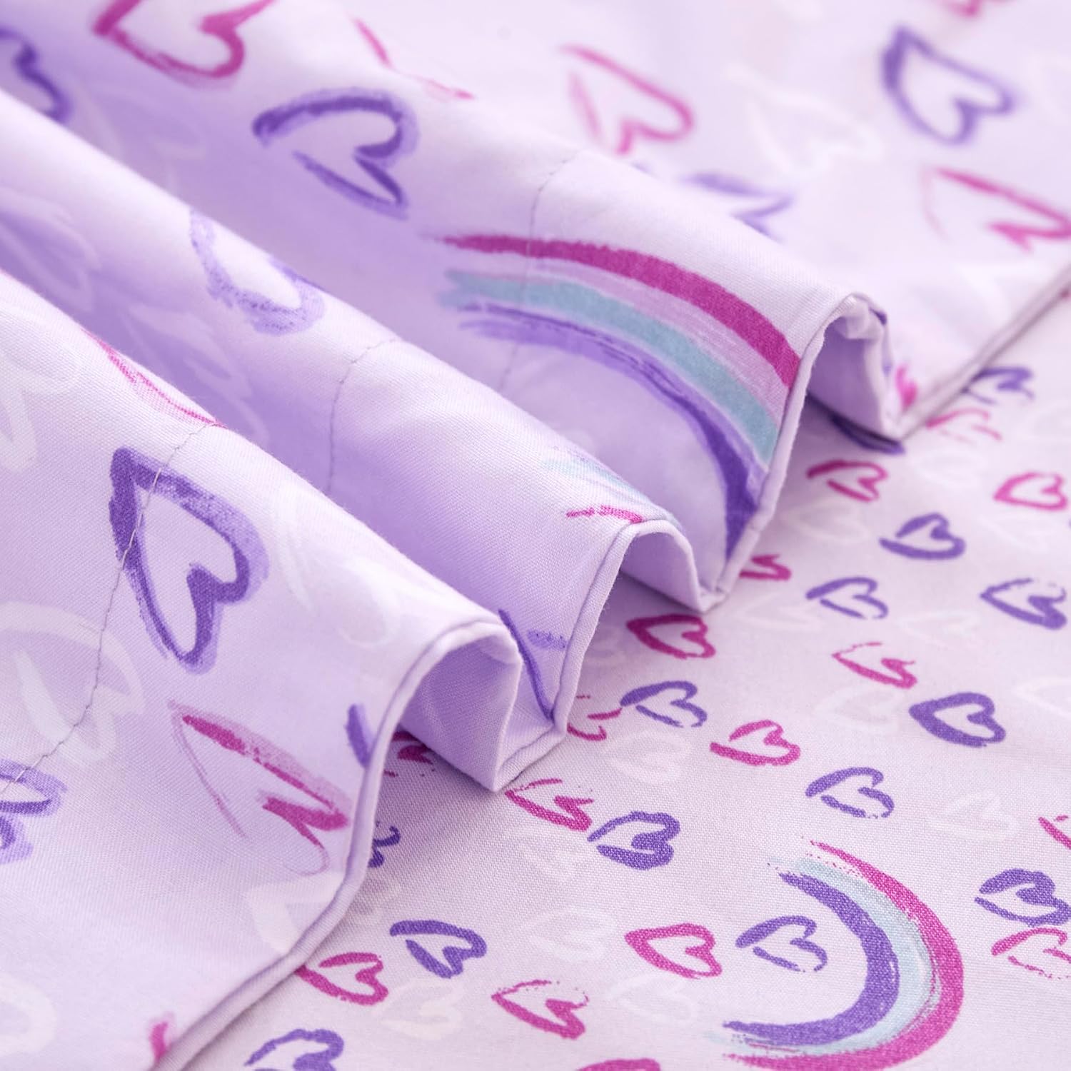 Detalle 1 de Mooreeke Full Size 8-Piece Kids’ Comforter Set, Purple Rainbow Microfiber