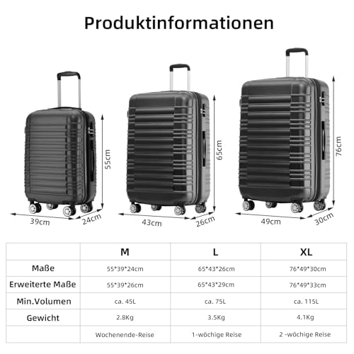 Thumbnail 6 de BEIBYE Reisekoffer 2088 Hartschalekoffer – kompakt, erweiterbar, mit Zwillingsrollen