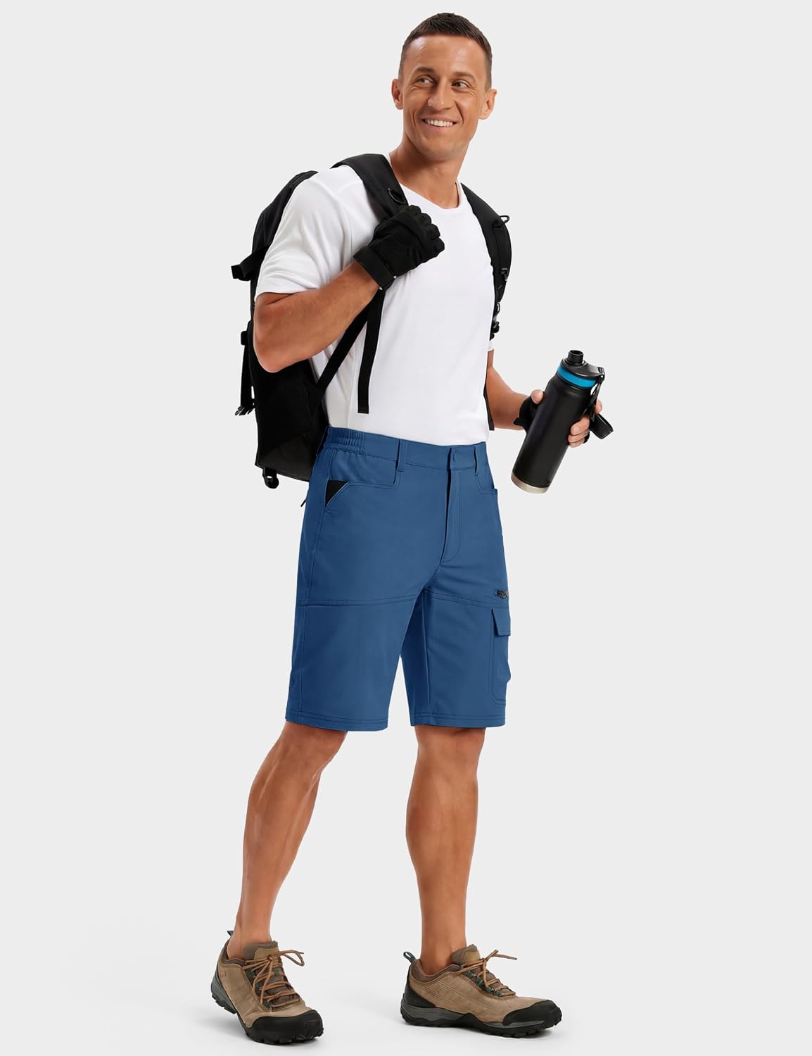 Detalle 2 de TACVASEN men’s cargo shorts with quick-dry fabric, zip pockets and elasticated waistband (no belt)