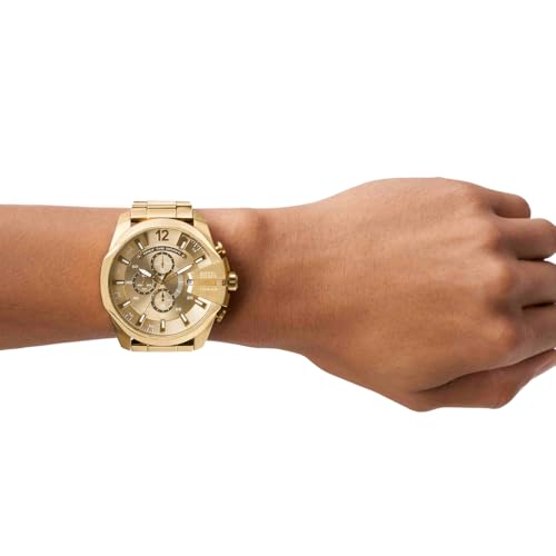 Detalle de Diesel Mega Chief Reloj para Hombre – Cronógrafo de Acero Dorado, 51 mm