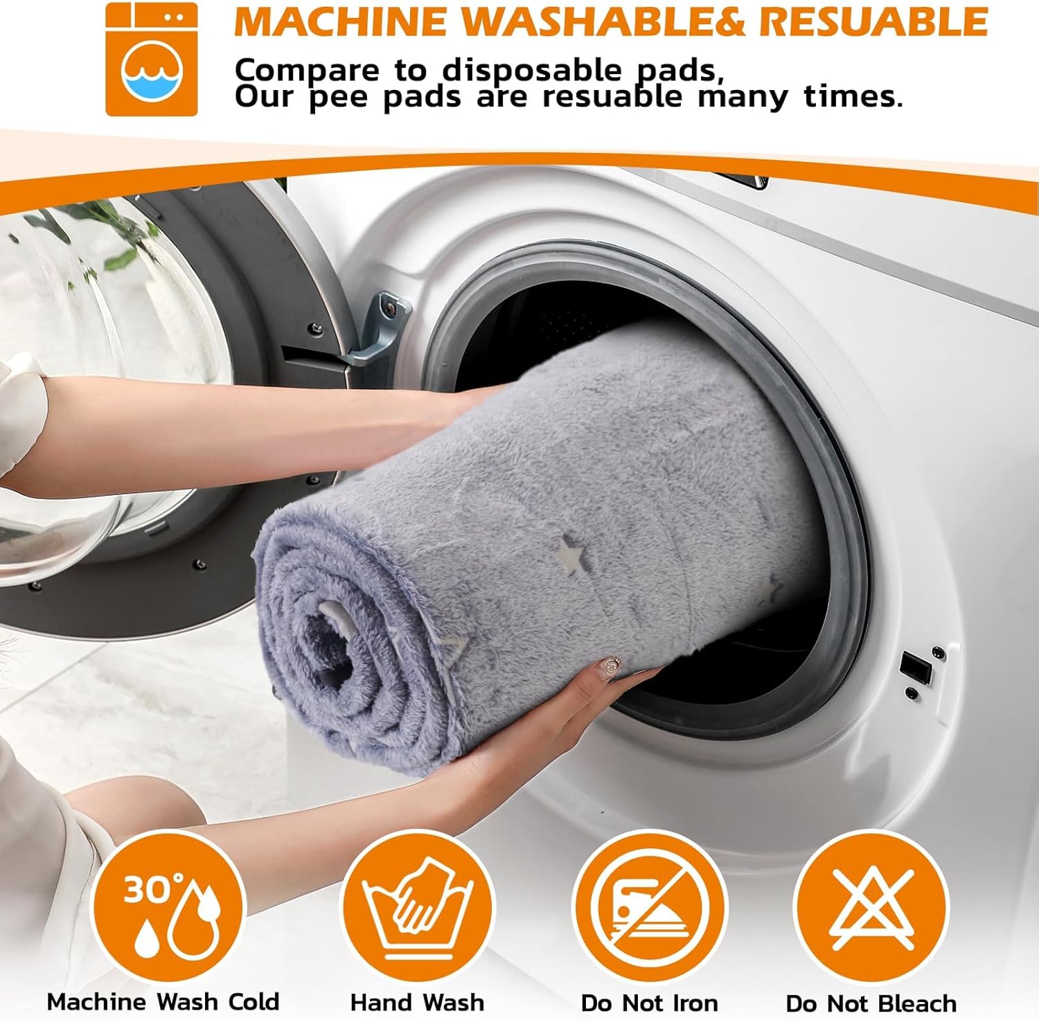 Detalle de Washable Puppy Pads – 2 Packs Reusable Dog Pee Pads, Waterproof & Non-Slip Crate Training Whelping Mat (92x122cm)