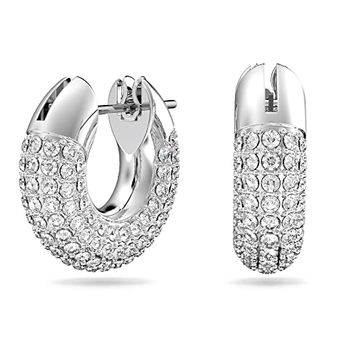 Detalle de Swarovski Orecchini a cerchio Dextera, Piccoli, Bianchi, Placcato rodio – un tocco moderno alla tua eleganza