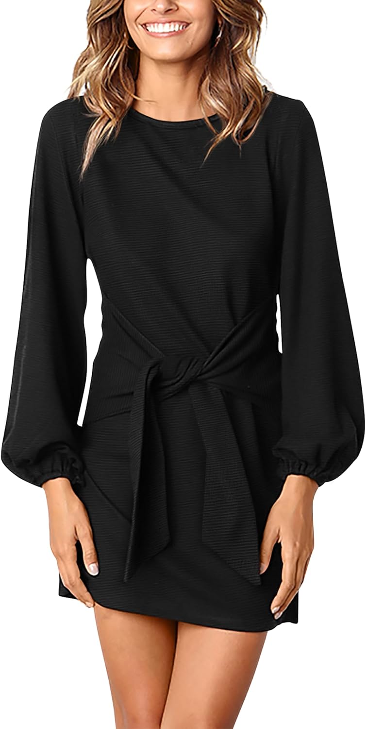 Detalle de PRETTYGARDEN Lantern Sleeve Short Dress
