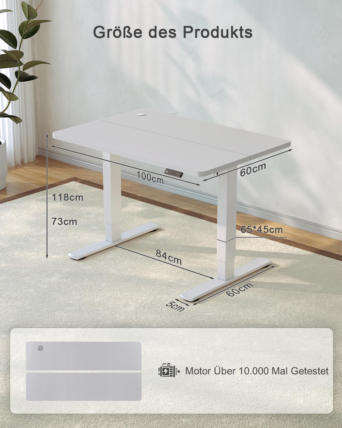 Thumbnail 2 de JUMMICO Höhenverstellbarer Schreibtisch mit USB-Ladeanschluss – elektrisch höhenverstellbar, 180 × 80 cm, Grau