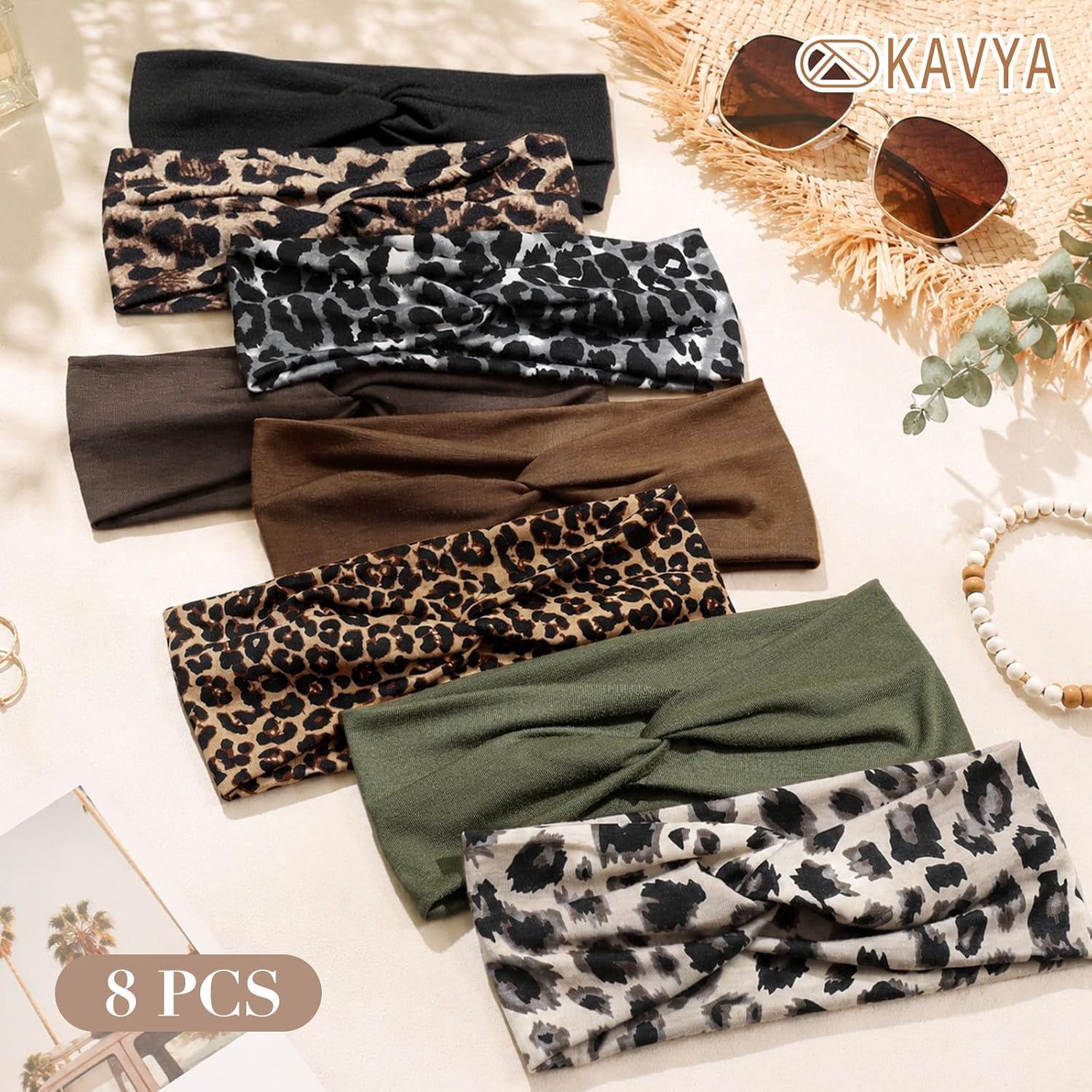 Thumbnail 6 de Kavya Headbands for Women's Hair – 8 Pcs Elastic Twist Knotted Bands in Multicolour