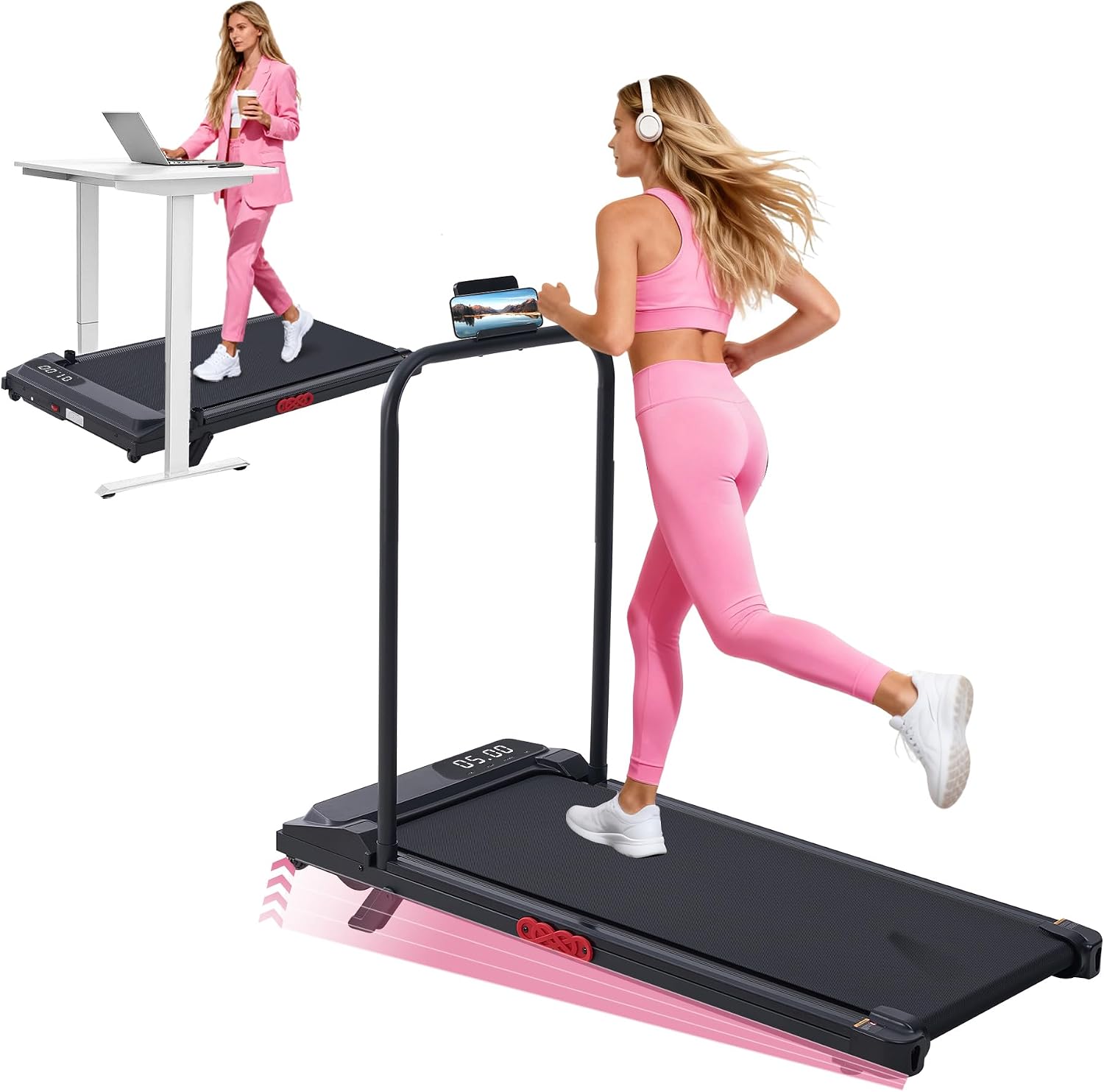 Detalle de Wildroot Organic V300-VM2 Mini Walking Pad Treadmill, 3.0 HP, LED Display