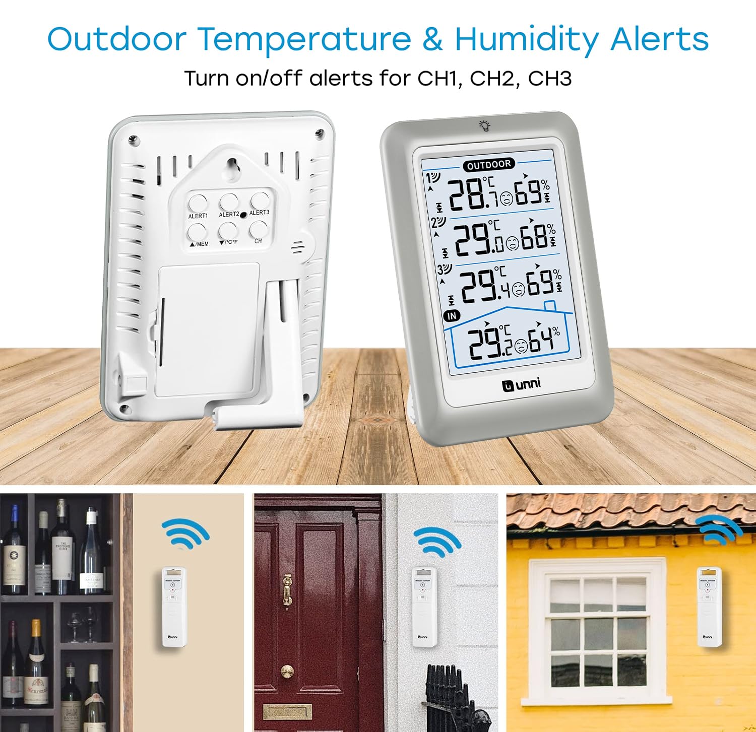 Detalle de UNNI Wireless thermometer, 4.5 inch display