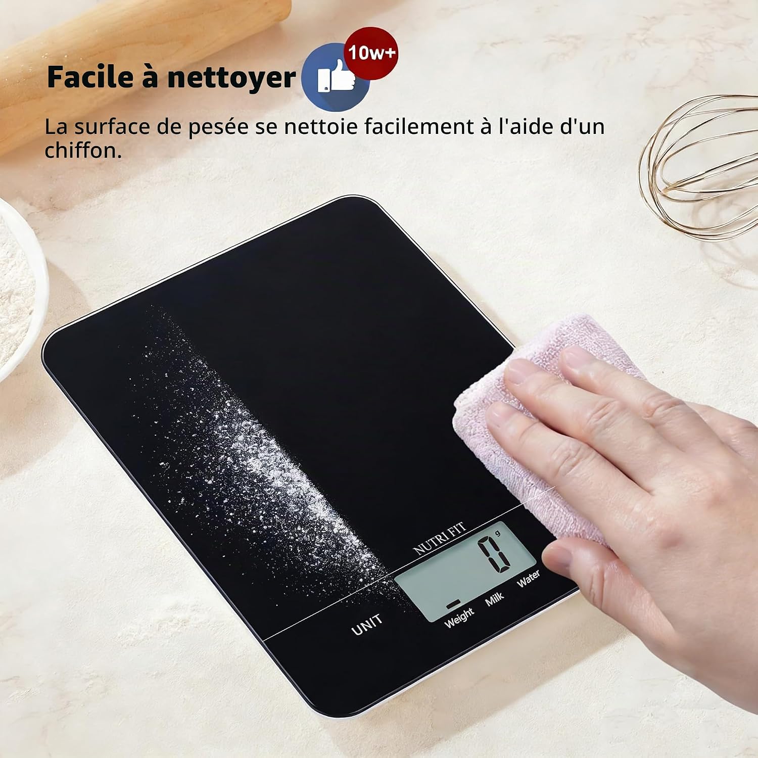 Detalle 2 de NUTRI FIT EK9159 digitale keukenweegschaal van gehard glas, 5 kg, 1 g