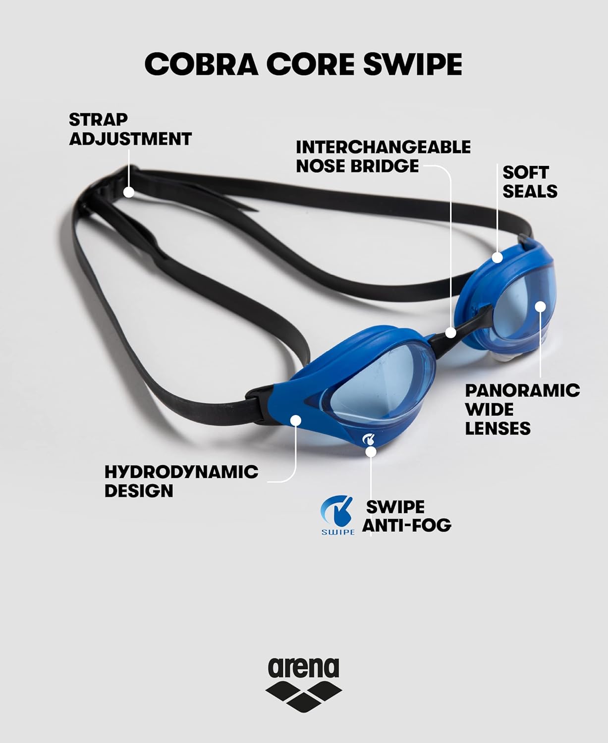 Thumbnail 1 de Arena Cobra Core Swipe Occhialini Nuoto da Gara – Unisex, Lenti Curve e Anti-Appannamento