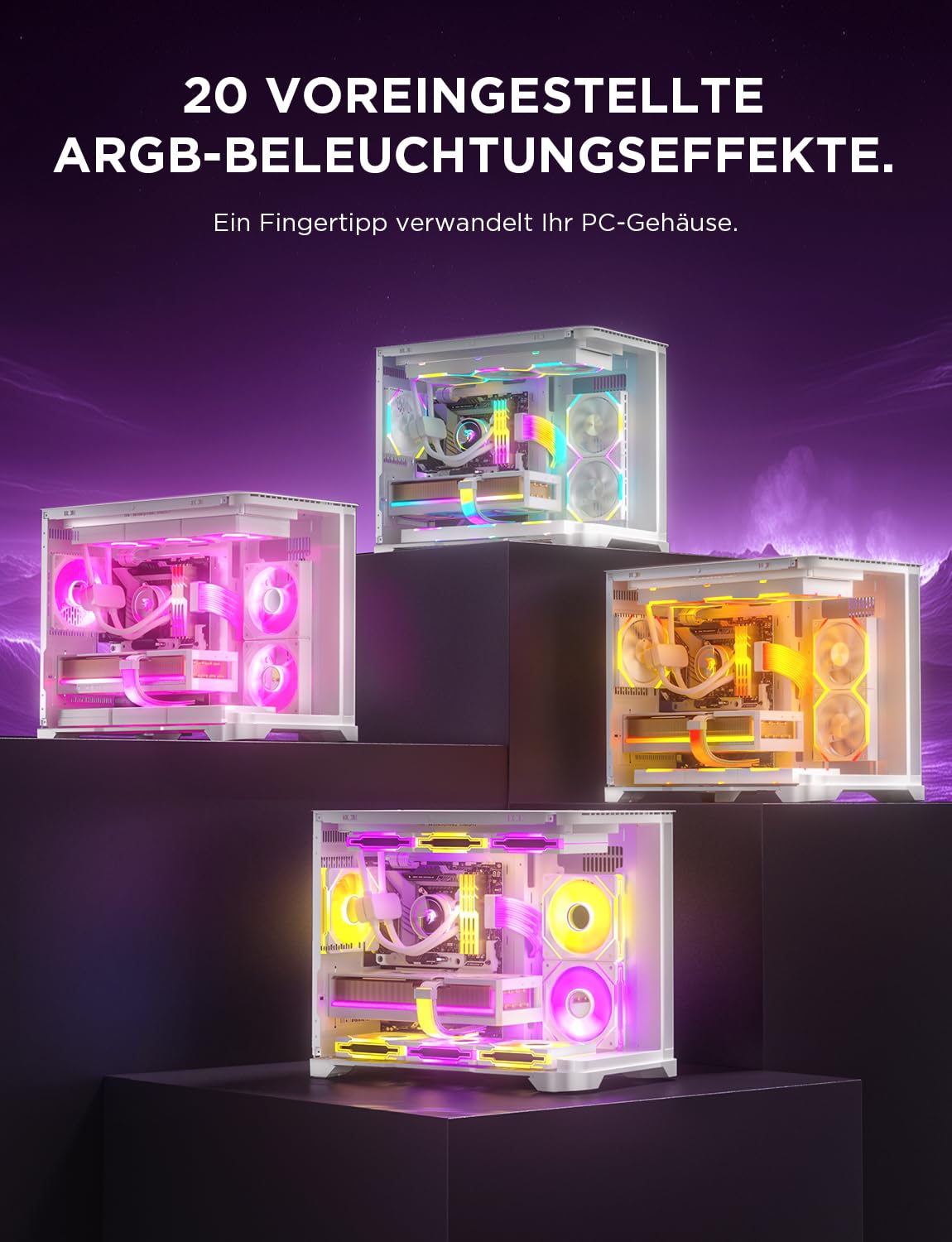 Detalle de AsiaHorse ASH-S1 ARGB PWM PC Lüfter Hub mit Controller – 20 ARGB-Effekte und Learn Color