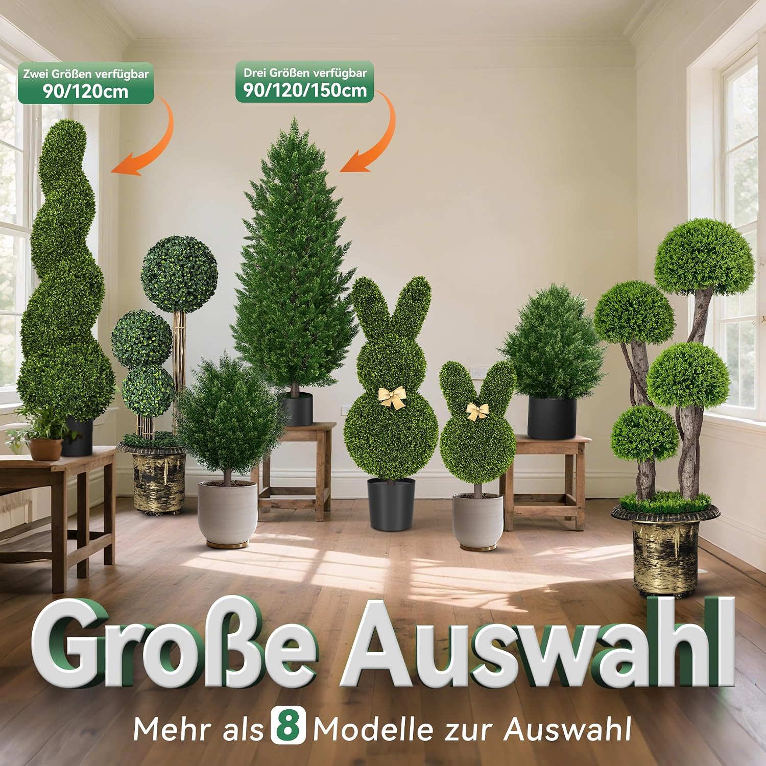 Detalle 1 de LZQ Set of 2 150 cm Artificial Cypress Trees with Pots, UV-Resistant