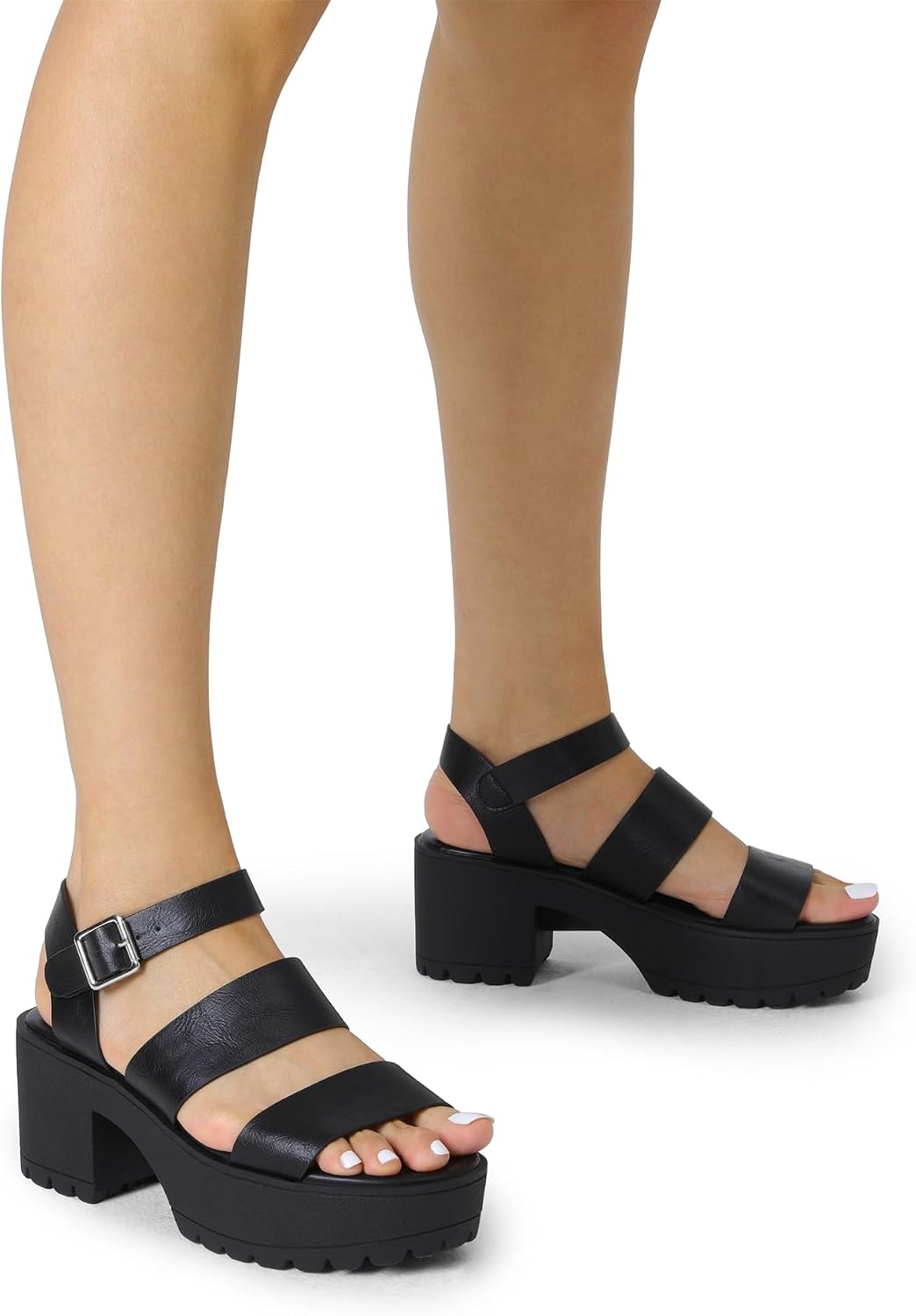 Thumbnail 5 de DREAM PAIRS Platform Heels for Women: Lightweight Open-Toe Fisherman Sandals with Adjustable Ankle Strap