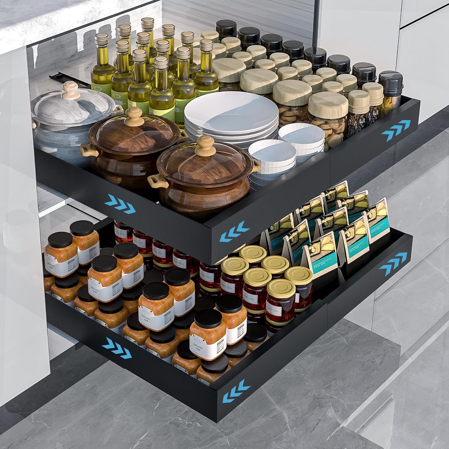 Detalle de fufeisi QSTDR010 2-Pack Pull-Out Cabinet Organizers, Expandable Width