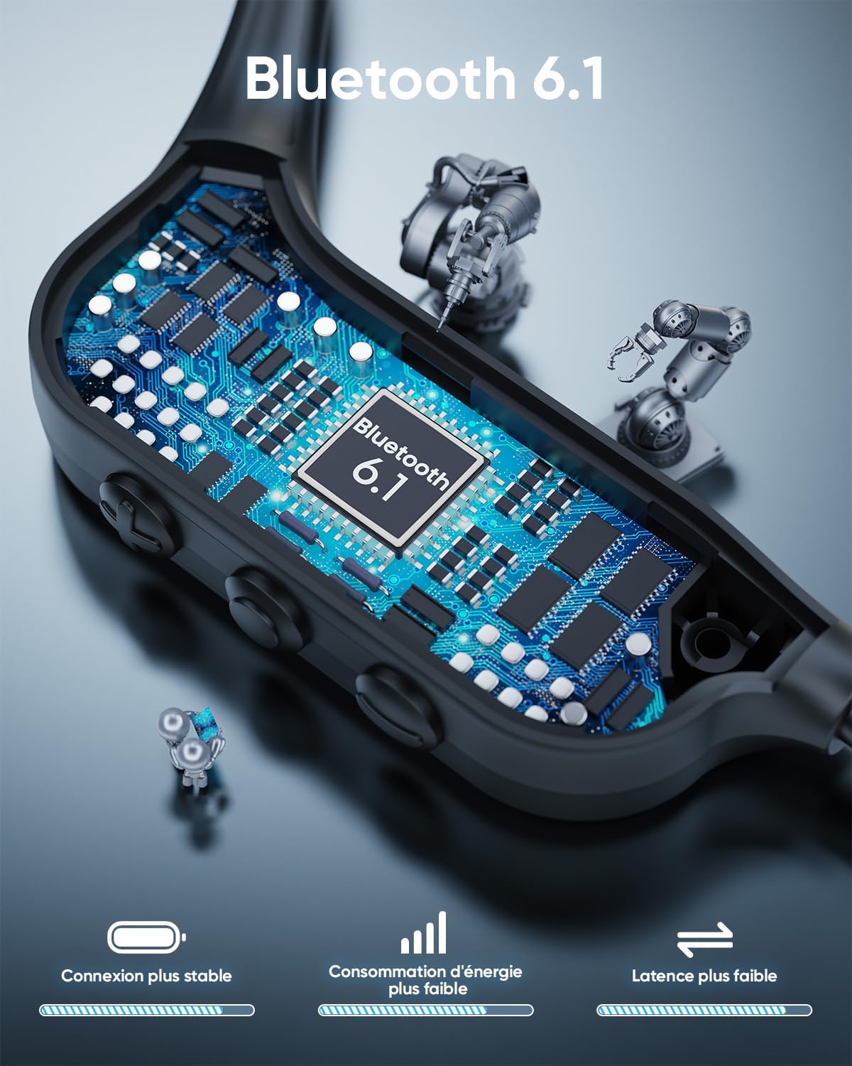 Thumbnail 3 de Guudsoud casque à conduction osseuse IP68 avec lecteur MP3 32 Go et Bluetooth 6.1 (noir)