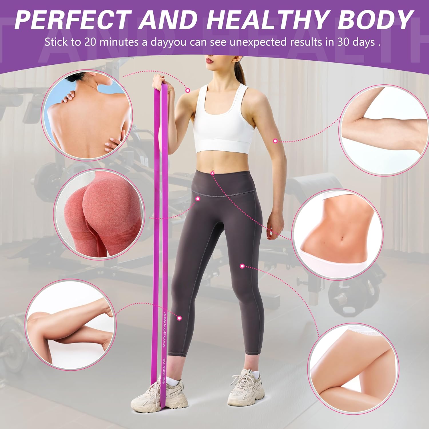 Detalle de Fitnessbänder 4er-Set Widerstandsband (Gummi) – Dehnungshilfe & Training für zuhause, Fitnessstudio und Physiotherapie