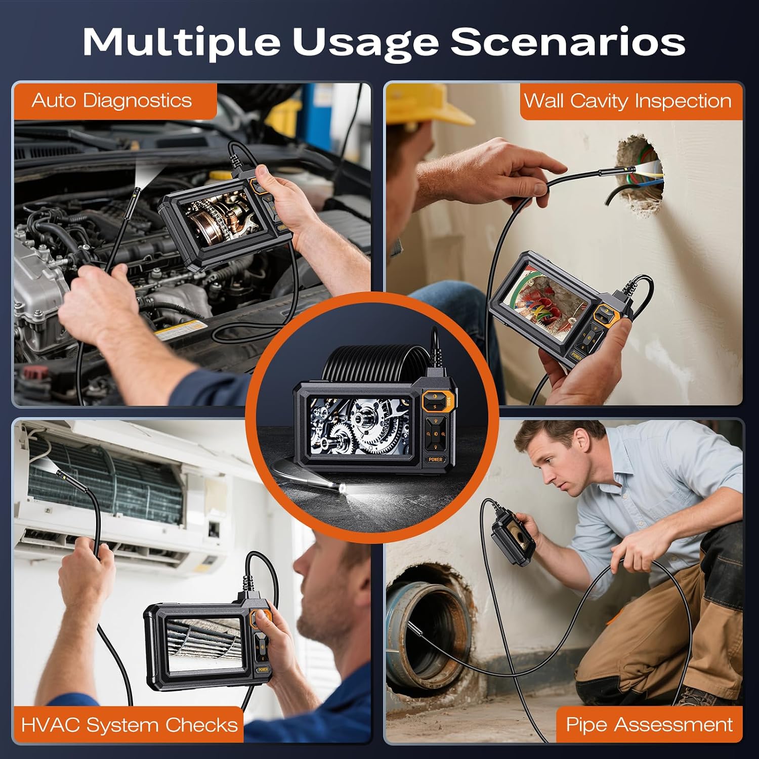 Thumbnail 6 de Endoscope Inspection Camera Dual Lens with 4.3" IPS Screen – 1080P Borescope, 5m Cable, IP67