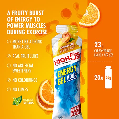 Thumbnail 1 de HIGH5 Energy Gel Aqua for Running & Endurance – Orange, 20 x 66g