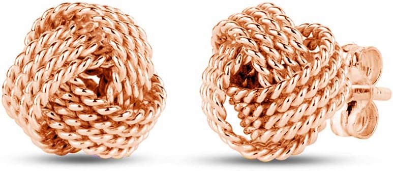 Detalle de LeCalla Love-Knoten Ohrringe aus 925 Sterling Silber – zarte, leicht verdrehte Knotenform