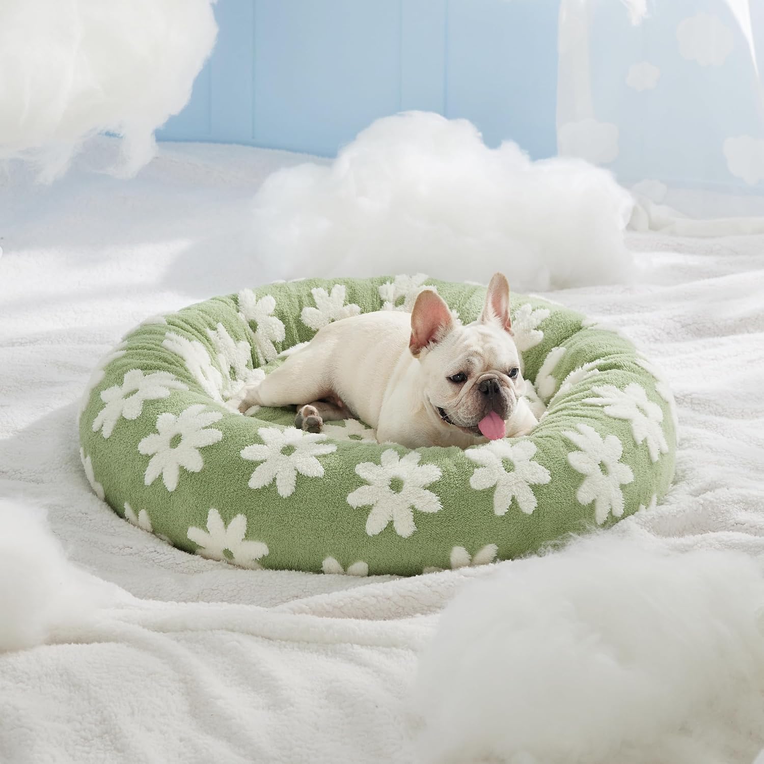 Thumbnail 6 de LE SURE US-IMCDonutBed Donut Dog Bed, Green Floral Jacquard, 30 x 30 x 8 in