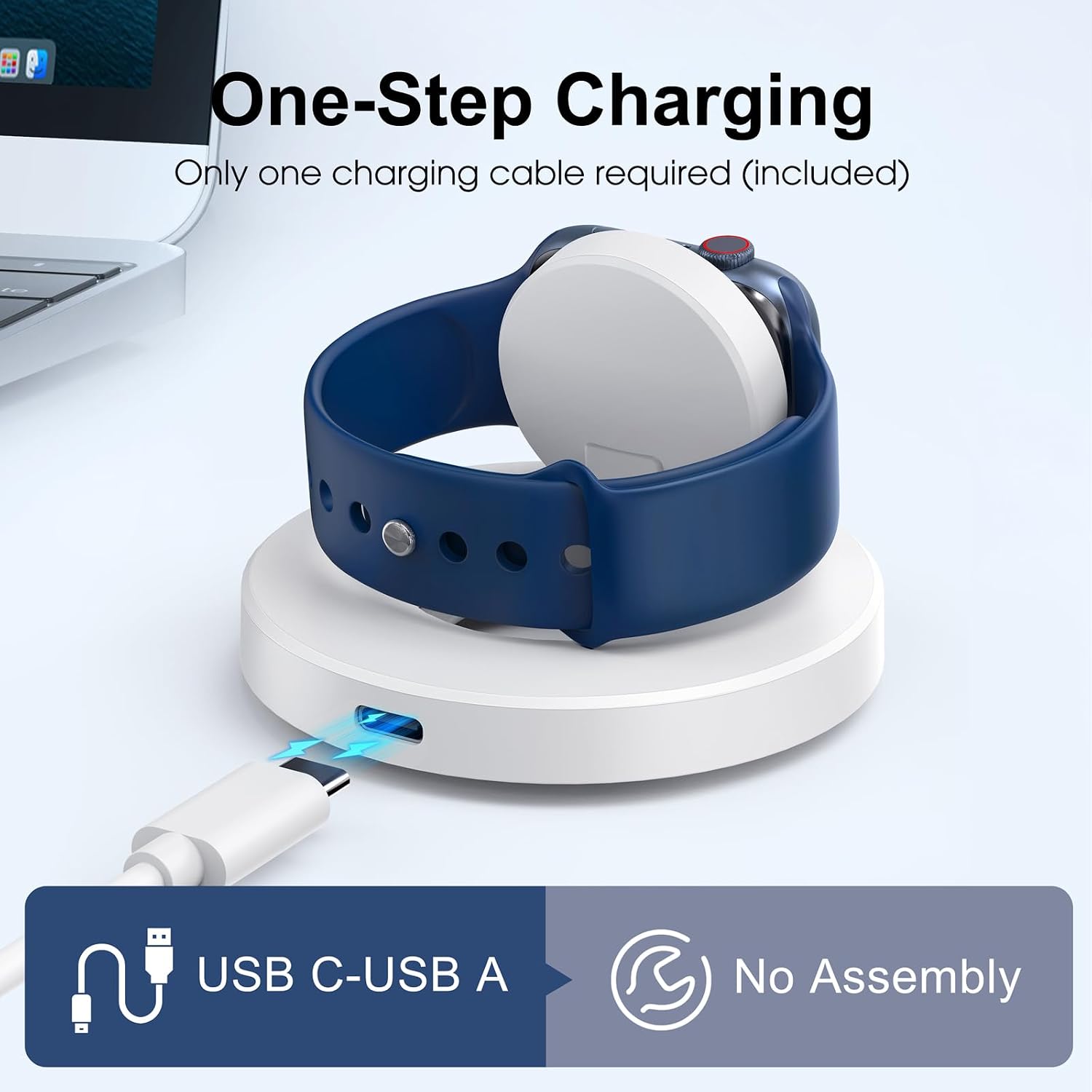 Detalle 2 de ZAPOGO T21 Foldable Apple Watch Charging Stand with USB-C and Nightstand Mode