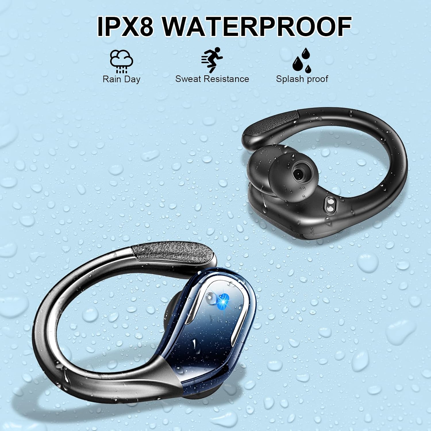 Detalle de Wireless Earbuds, 2026 Bluetooth 5.4 Sport Headphones with 75H Playback and IPX8 Waterproofing