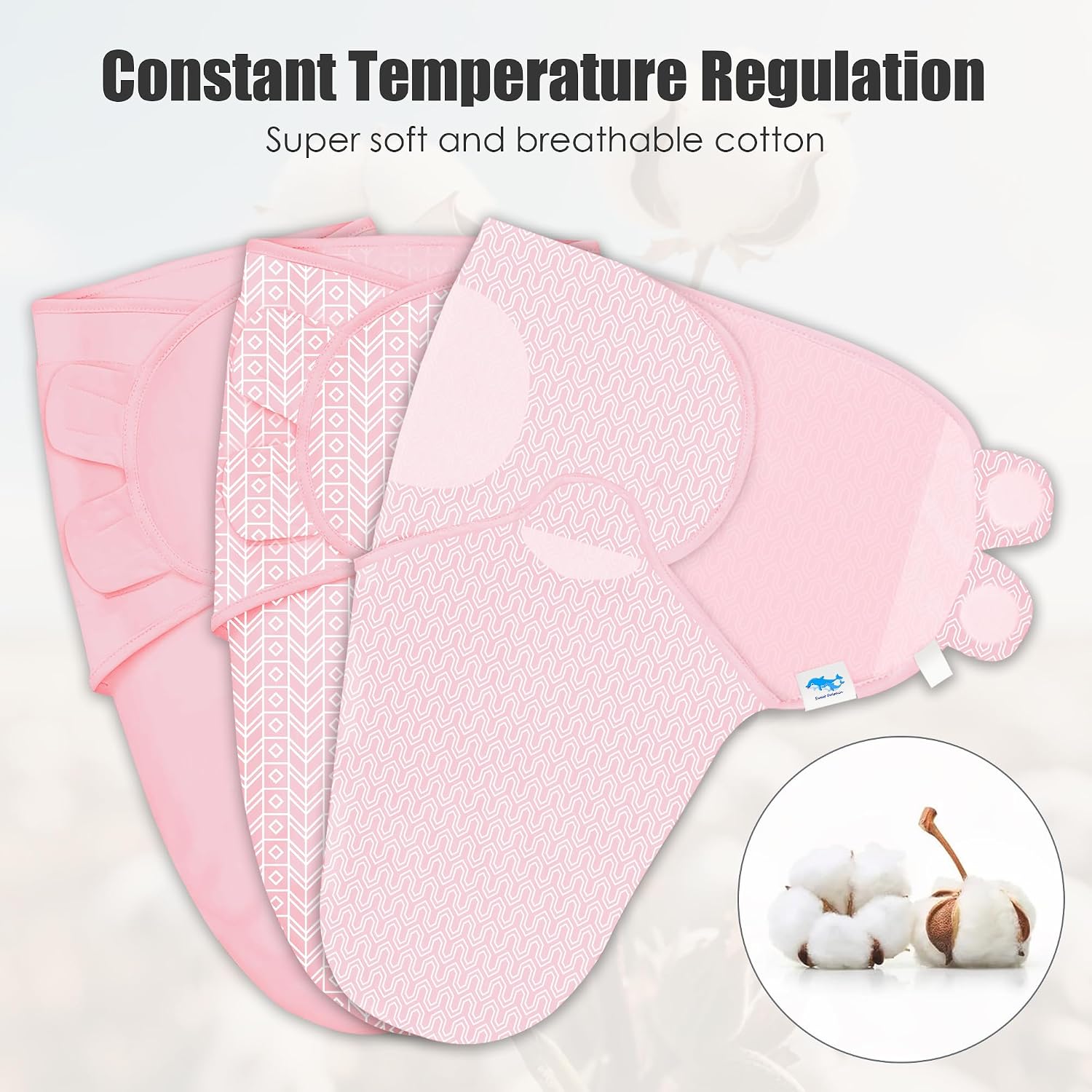Detalle de SWEET DOLPHIN Baby Swaddle Sleep Sacks, 3-Pack