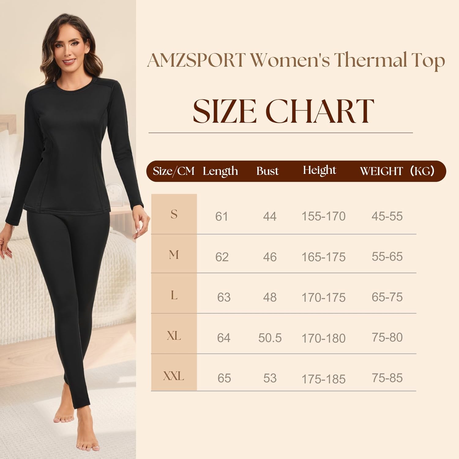 Thumbnail 5 de AMZSPORT pull thermique femme à manches longues – sous-vêtement respirant doublure polaire