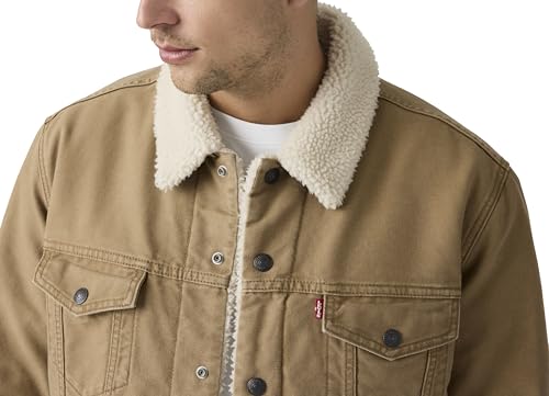 Detalle de Levi's Type 3 Sherpa Trucker, chaqueta vaquera beige para hombre, talla L