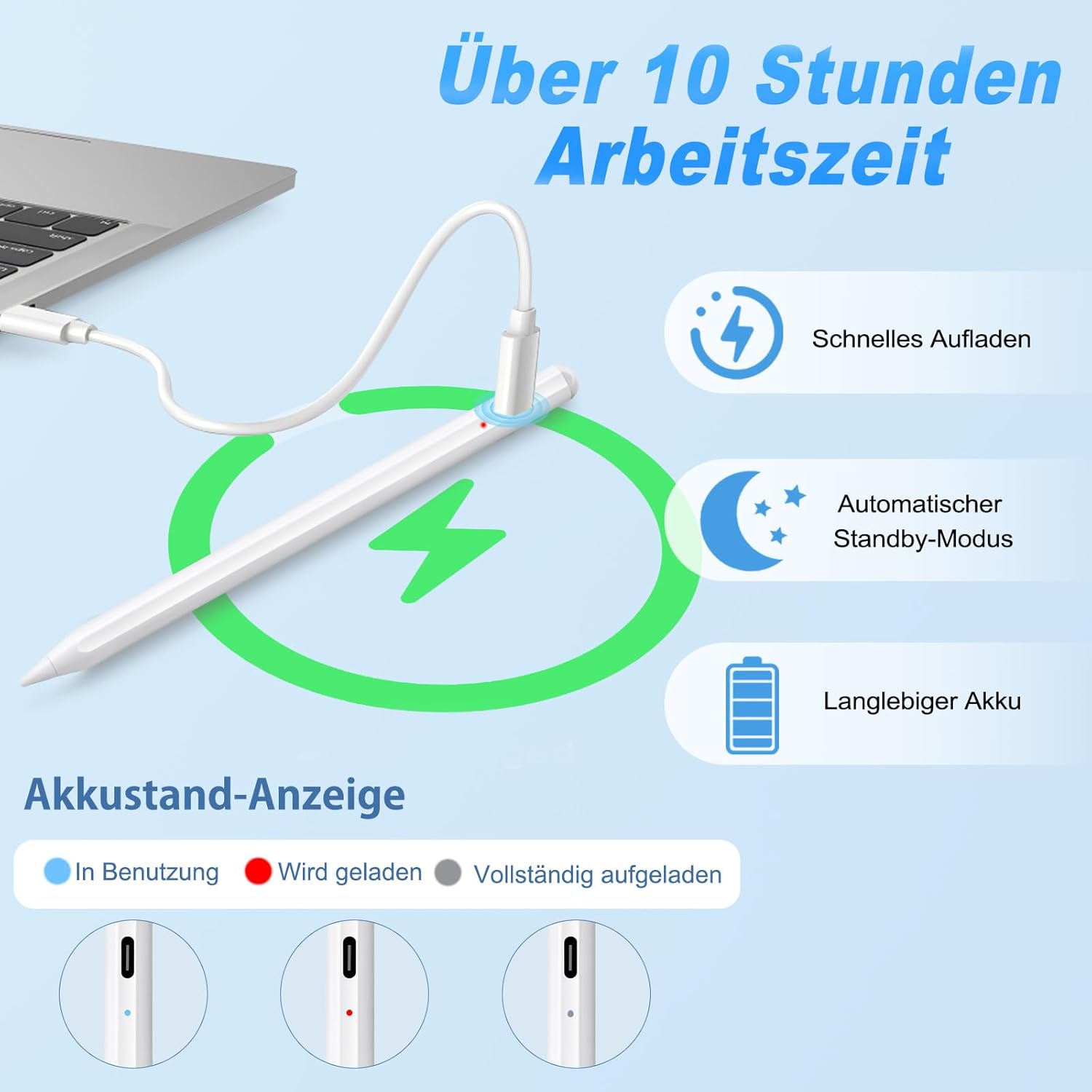 Detalle 2 de Stift für iPad 2018-2025, Schnellladung 30 Min